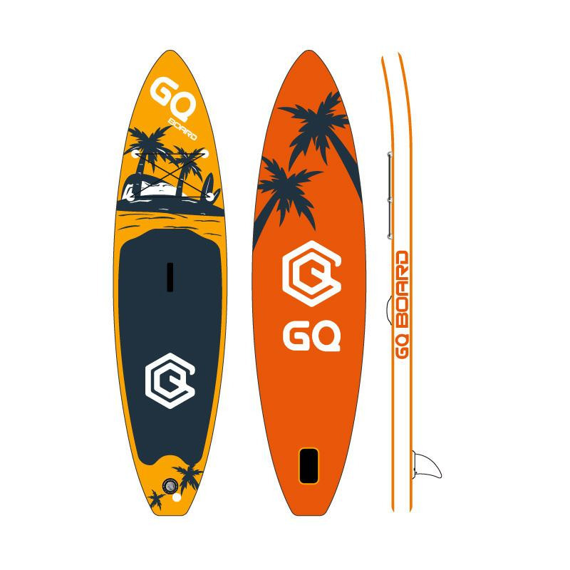 Сапборд GQ COCO (335*81*15) желто-черный с пальмами, код 78929